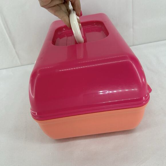 Caboodles Pink Peach Color Block Makeup Jewelry Case Holder Made In USA - Picture 4 of 9